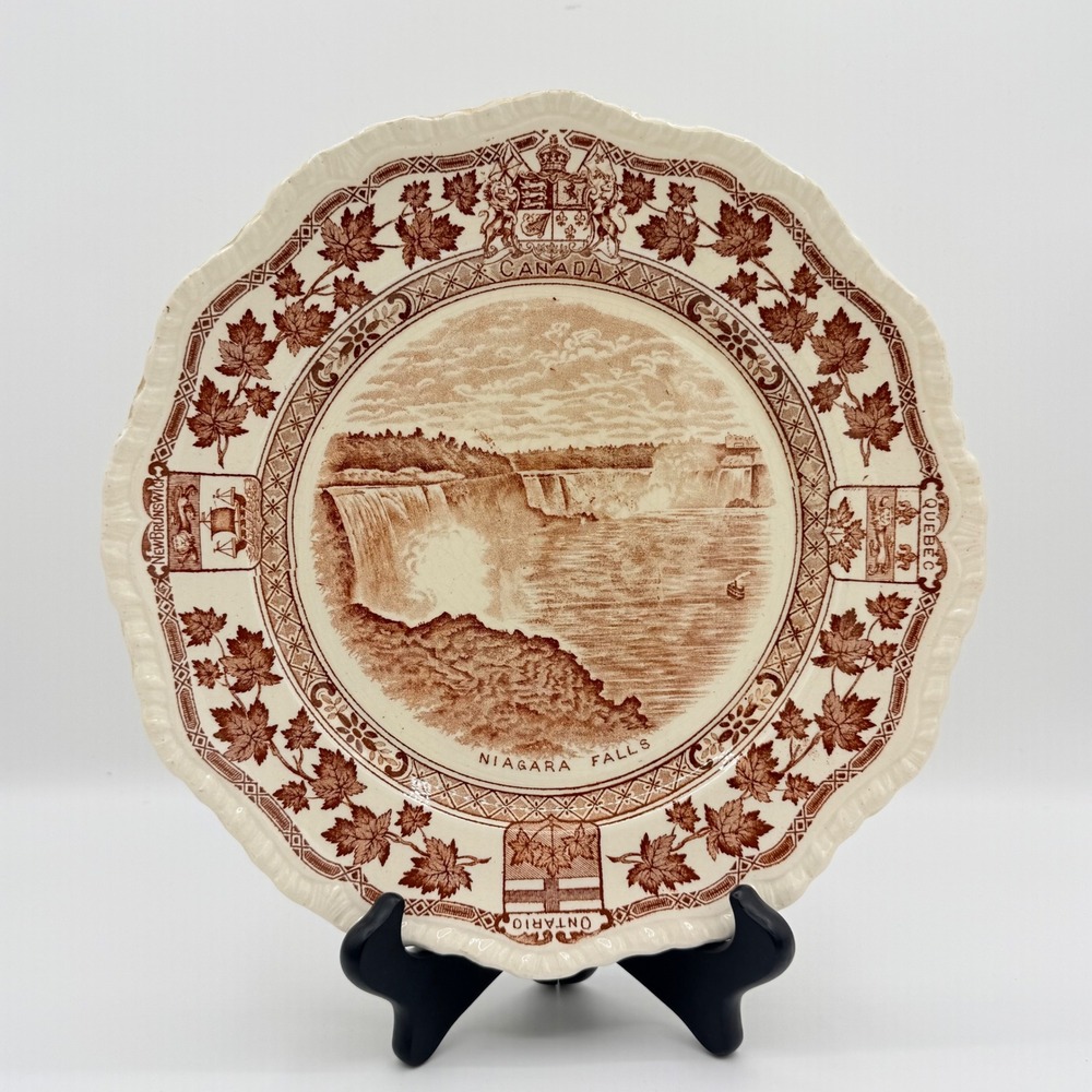 Masons Ironstone Niagara Falls Canada Plate 1920s 1930s Brown Transferware - Picture 2 of 8